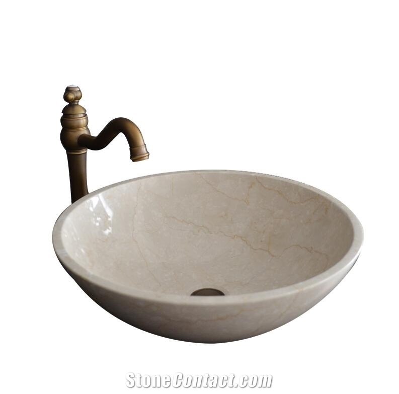 Botticino Classico Beige Marble Round Hand Made Basin,Natural Stone Basin, Kitchen Sinks, Bathroom Sinks, Wash Bowls,China Hand Made Bathroom Washing Basin,Counter Top and Vanity Top Sink, Own Factory