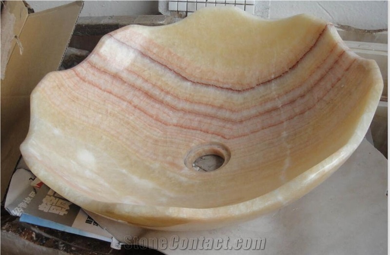China Honey Yellow Onyx Bowl,Natural Stone Basin, Kitchen Sinks, Bathroom Sinks, Wash Bowls,China Hand Made Bathroom Washing Basin,Counter Top and Vanity Top Sink, Own Factory with Ce