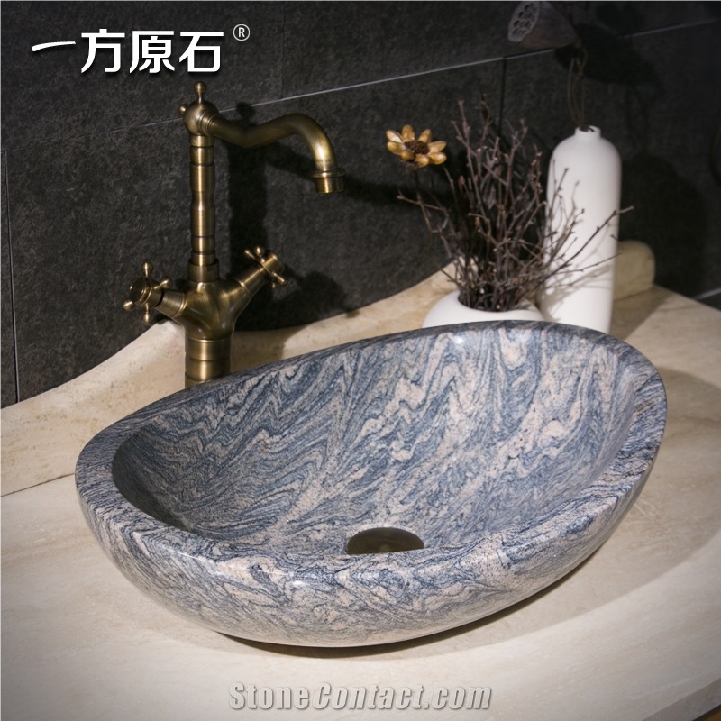 China Juparana Oval Basin,Natural Stone Basin, Kitchen Sinks, Bathroom Sinks, Wash Bowls,China Hand Made Bathroom Washing Basin,Counter Top and Vanity Top Sink, Own Factory with Ce