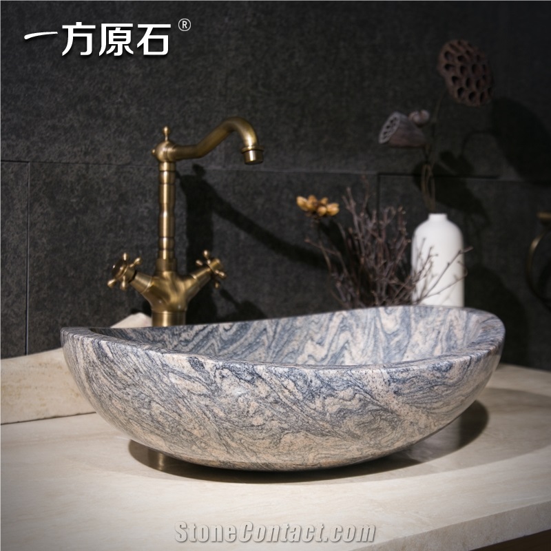 China Juparana Oval Basin,Natural Stone Basin, Kitchen Sinks, Bathroom Sinks, Wash Bowls,China Hand Made Bathroom Washing Basin,Counter Top and Vanity Top Sink, Own Factory with Ce