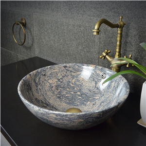China Juparana Pink Granite Round Sink,Natural Stone Basin, Kitchen Sinks, Bathroom Sinks, Wash Bowls,China Hand Made Bathroom Washing Basin,Counter Top and Vanity Top Sink, Own Factory with Ce