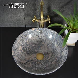 China Juparana Pink Granite Round Sink,Natural Stone Basin, Kitchen Sinks, Bathroom Sinks, Wash Bowls,China Hand Made Bathroom Washing Basin,Counter Top and Vanity Top Sink, Own Factory with Ce