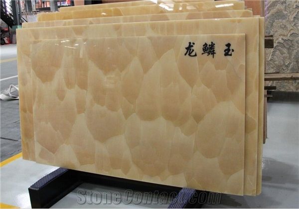 Dragon Scale Yellow Onyx - Butter Scotch Slab Tile For Wall
