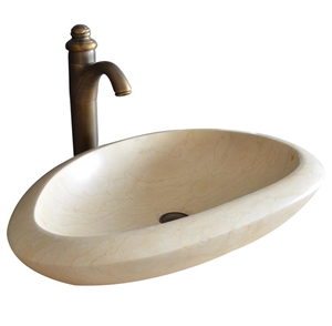 Egyptian Beige Marble Vessel Sink,Natural Stone Basin, Bathroom Sinks, Wash Bowls