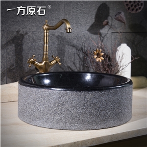 G684 Black Basalt Round Sink,Natural Stone Basin, Kitchen Sinks, Bathroom Sinks, Wash Bowls,China Hand Made Bathroom Washing Basin,Counter Top and Vanity Top Sink, Own Factory with Ce