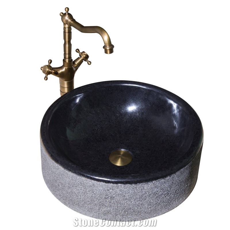 G684 Black Basalt Round Sink,Natural Stone Basin, Kitchen Sinks, Bathroom Sinks, Wash Bowls,China Hand Made Bathroom Washing Basin,Counter Top and Vanity Top Sink, Own Factory with Ce