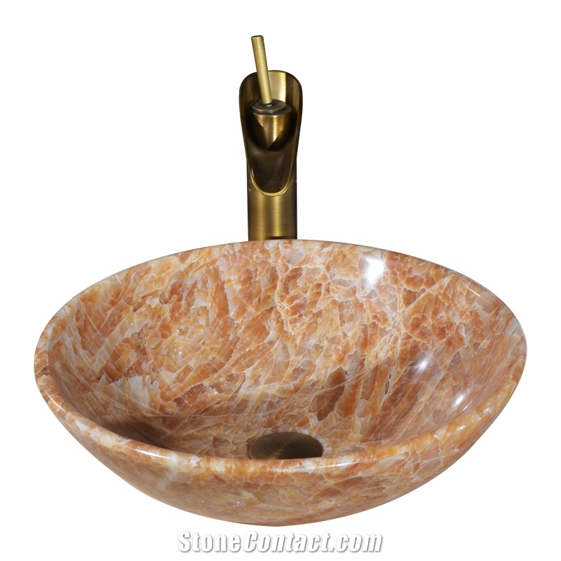 Iran Amber Onyx Round Basin, Red Color,Natural Stone Basin, Kitchen Sinks, Bathroom Sinks, Wash Bowls,China Hand Made Bathroom Washing Basin,Counter Top and Vanity Top Sink, Own Factory with Ce