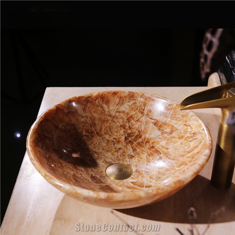 Iran Amber Onyx Round Basin, Red Color,Natural Stone Basin, Kitchen Sinks, Bathroom Sinks, Wash Bowls,China Hand Made Bathroom Washing Basin,Counter Top and Vanity Top Sink, Own Factory with Ce