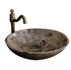 Light Emperador Round Marble Basin,Natural Stone Basin, Kitchen Sinks, Bathroom Sinks, Wash Bowls,China Hand Made Bathroom Washing Basin,Counter Top and Vanity Top Sink, Own Factory with Ce