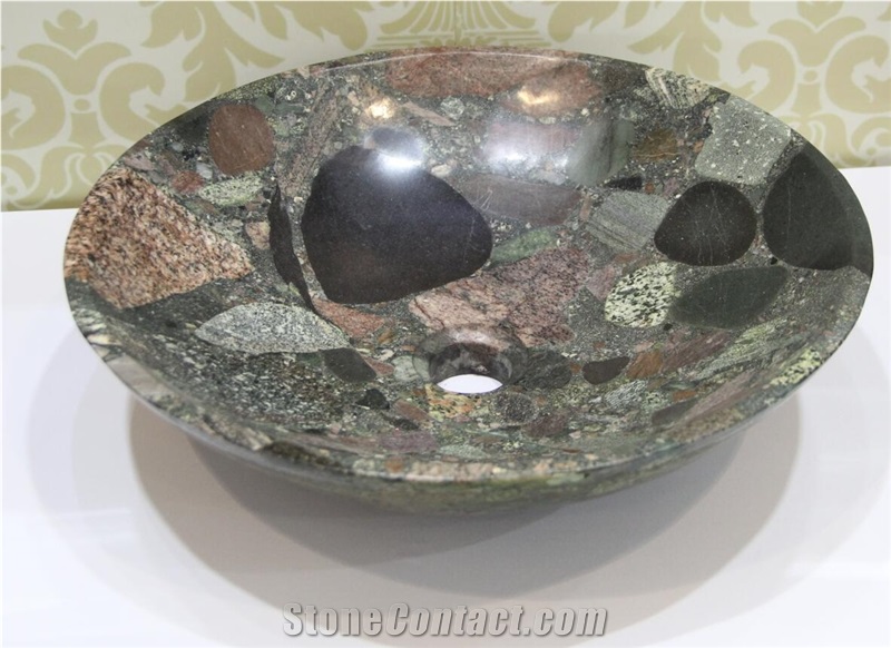 Multi Color Granite Basin,Natural Stone Basin, Kitchen Sinks, Bathroom Sinks, Wash Bowls,China Hand Made Bathroom Washing Basin,Counter Top and Vanity Top Sink, Own Factory with Ce