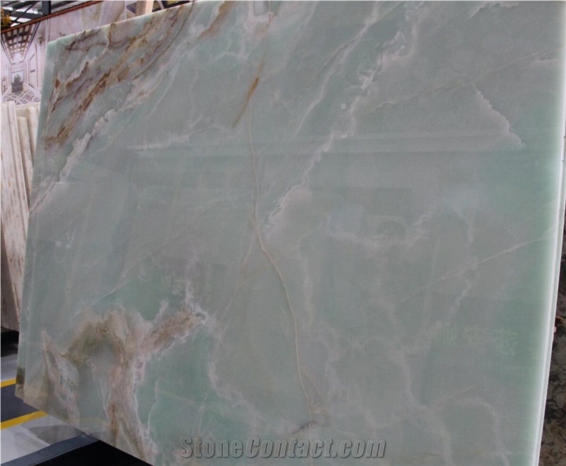 Naghadeh Green Onyx Light Onix Turn Light Wall Stone Slab