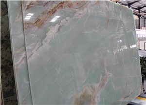 Naghadeh Green Onyx Light Onix Turn Light Wall Stone Slab