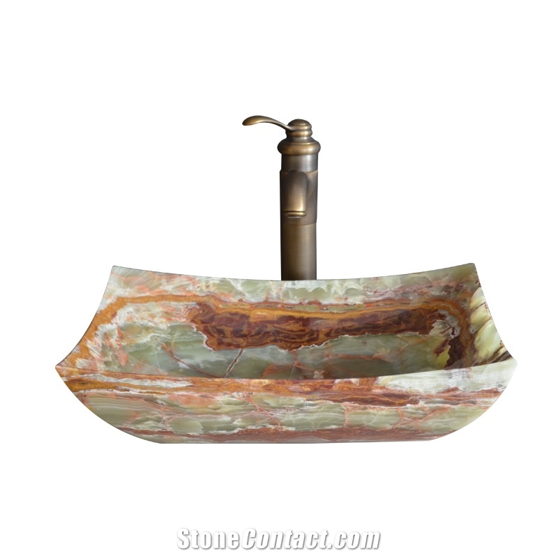 Onyx Square Sinks,Polished Bathroom Sinks,Green Onyx Wash Basins,China Manmade Stone Sinks,Brown Vessel Sinks