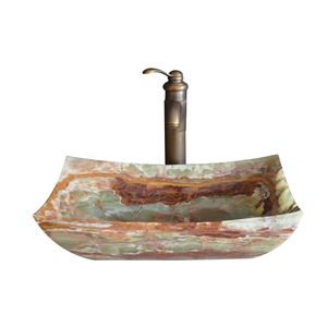 Onyx Square Sinks,Polished Bathroom Sinks,Green Onyx Wash Basins,China Manmade Stone Sinks,Brown Vessel Sinks