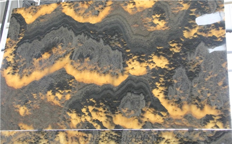 Painting Cloudy Storm Onyx Mexican Grey Bookmatched Slab