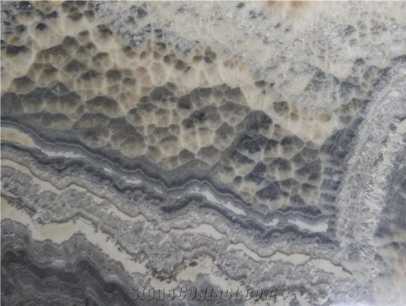 Painting Cloudy Storm Onyx Mexican Grey Bookmatched Slab