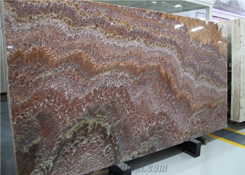 Rojo Vulcano Onix Red Onyx Wall Slab Permeable Stone
