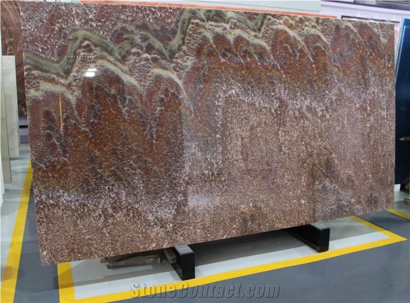 Rojo Vulcano Onix Red Onyx Wall Slab Permeable Stone