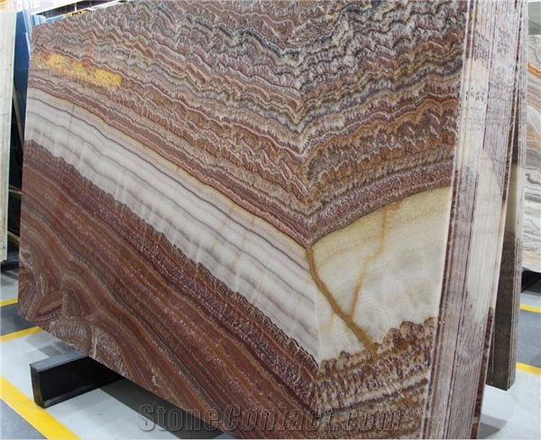 Rojo Vulcano Onix Red Onice Rosso Onyx Bookmatched Slab Tile