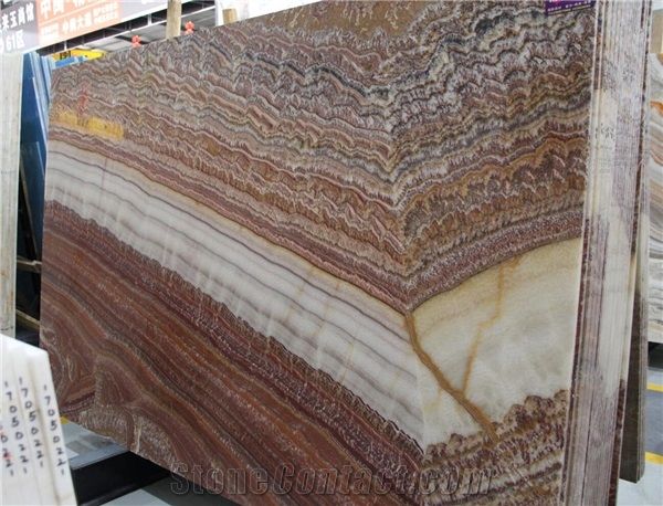 Rojo Vulcano Onix Red Onice Rosso Onyx Bookmatched Slab Tile