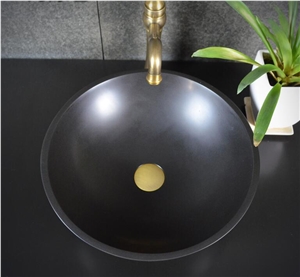 Shanxi Black Granite Round Bowls,Natural Stone Basin, Kitchen Sinks, Bathroom Sinks, Wash Bowls,China Hand Made Bathroom Washing Basin,Counter Top and Vanity Top Sink, Own Factory with Ce