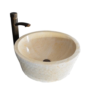 Sunny Yellow Round Marble Sink,Natural Stone Basin, Kitchen Sinks, Bathroom Sinks, Wash Bowls,China Hand Made Bathroom Washing Basin,Counter Top and Vanity Top Sink, Own Factory with Ce