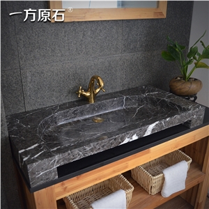 Turkey Grey Marble Rectangle Basin,Natural Stone Basin, Kitchen Sinks, Bathroom Sinks, Wash Bowls,China Hand Made Bathroom Washing Basin,Counter Top and Vanity Top Sink, Own Factory with Ce