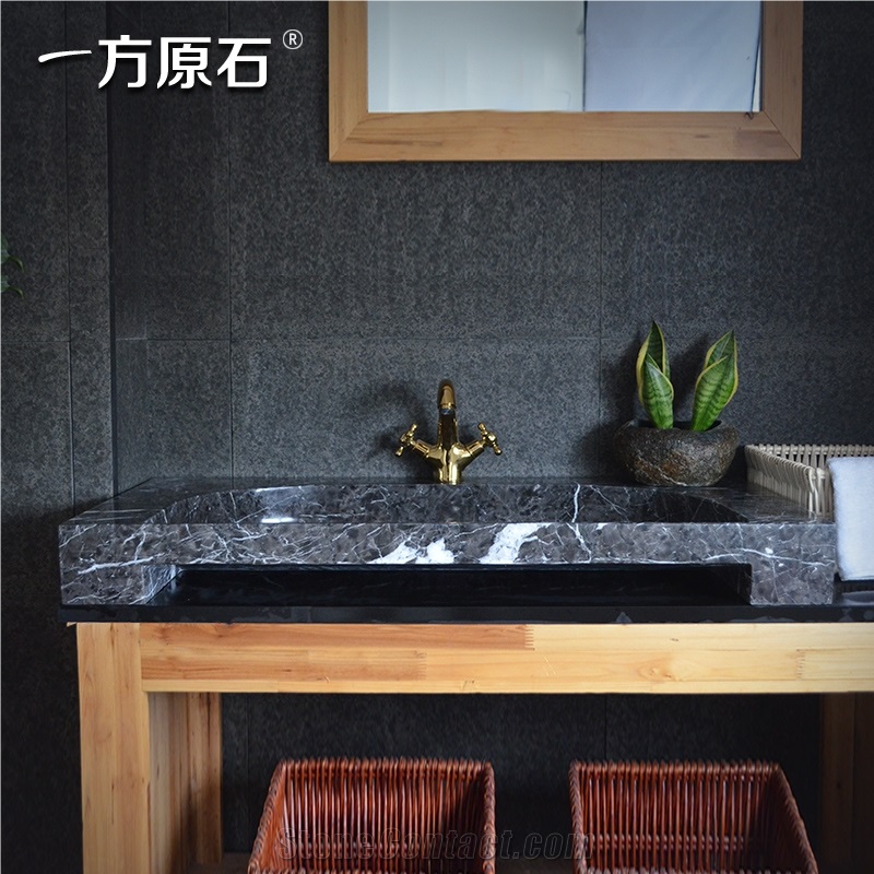 Turkey Grey Marble Rectangle Basin,Natural Stone Basin, Kitchen Sinks, Bathroom Sinks, Wash Bowls,China Hand Made Bathroom Washing Basin,Counter Top and Vanity Top Sink, Own Factory with Ce