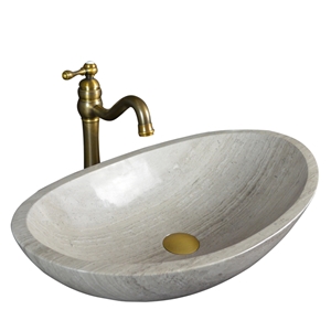 White Wooden Marble Oval Basins,Grey Wooden Grain Marble Basins, Light Grey Wood Grain Basin, Natural Stone Kitchen Sinks