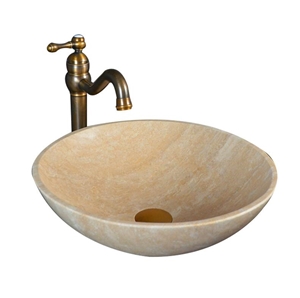 Yellow Marble Natural Stone Round Basin,Natural Stone Basin, Kitchen Sinks, Bathroom Sinks, Wash Bowls,China Hand Made Bathroom Washing Basin,Counter Top and Vanity Top Sink, Own Factory with Ce