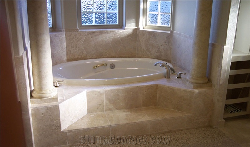 Coliseum Travertine Bathroom Renovation, Bath Design