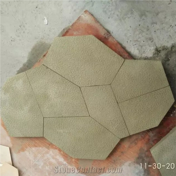 Beige Sandstone Broken Stone Irregular Flagstones Stone for Floor and Walls