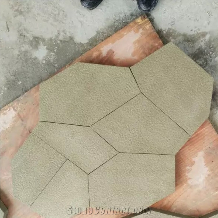Beige Sandstone Broken Stone Irregular Flagstones Stone for Floor and Walls