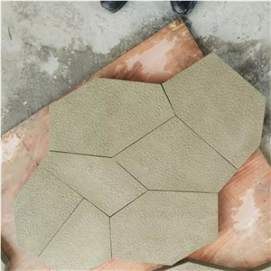 Beige Sandstone Broken Stone Irregular Flagstones Stone for Floor and Walls