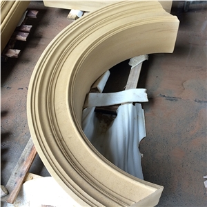 Beige Sandstone Hand Works Stone Sculpture Window Sill for Walls