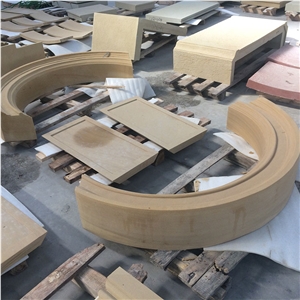 China Beige Sandstone Window Sills Surround Frame Door Surround Frame Arch Hand Made Sculputure