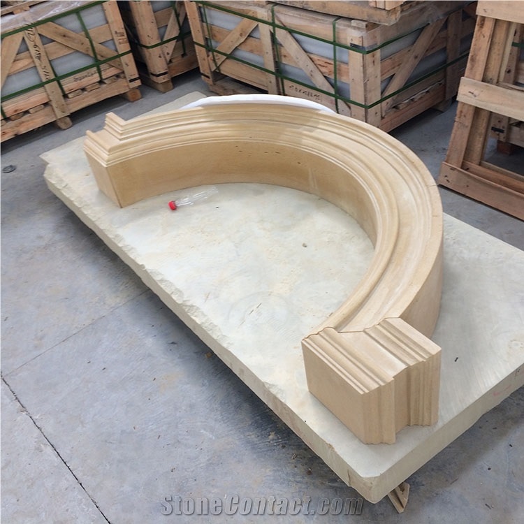 China Beige Sandstone Window Sills Surround Frame Door Surround Frame Arch Hand Made Sculputure