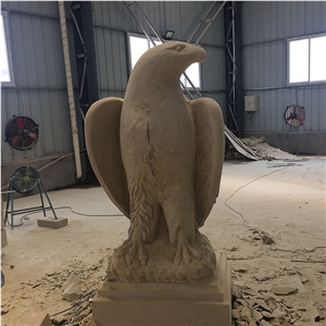 Eagle Animal Sculpture Sandstone Hand Carved Sculpture