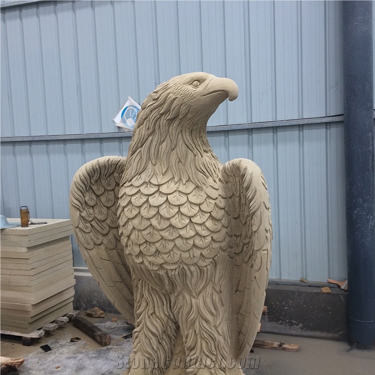 Eagle Animal Sculpture Sandstone Hand Carved Sculpture