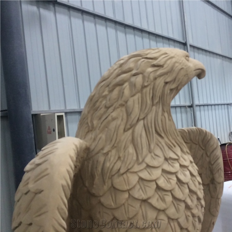 Eagle Animal Sculpture Sandstone Hand Carved Sculpture