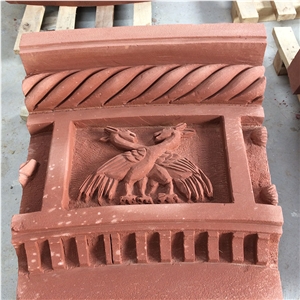 Handcarved Sculptures Eastern Statues Sichuan Red Sandstone Garden Sculptures