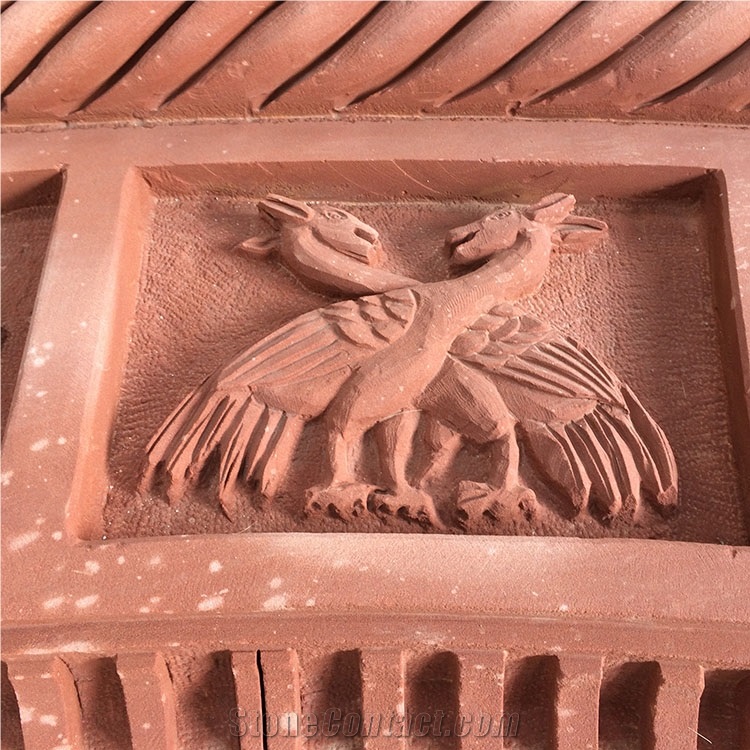 Handcarved Sculptures Eastern Statues Sichuan Red Sandstone Garden Sculptures