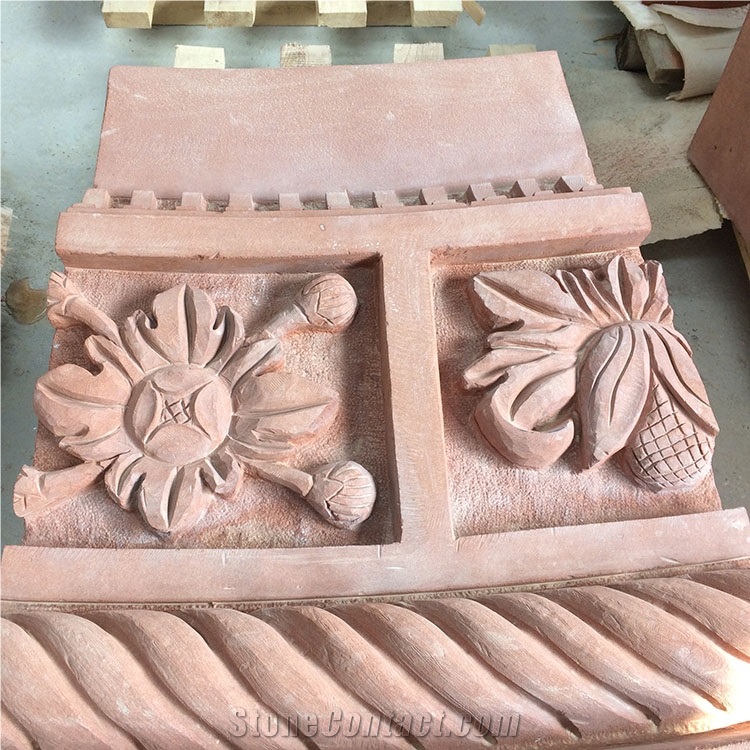 Handcarved Sculptures Eastern Statues Sichuan Red Sandstone Garden Sculptures