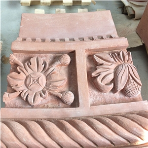 Handcarved Sculptures Eastern Statues Sichuan Red Sandstone Garden Sculptures