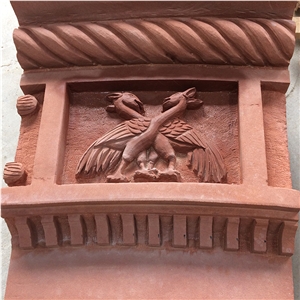 Handcarved Sculptures Eastern Statues Sichuan Red Sandstone Garden Sculptures