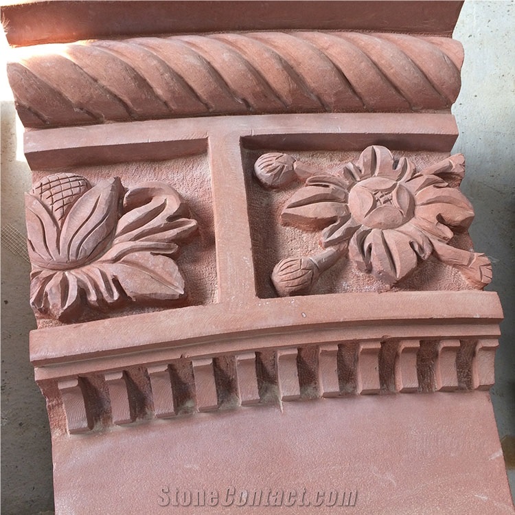 Handcarved Sculptures Eastern Statues Sichuan Red Sandstone Garden Sculptures
