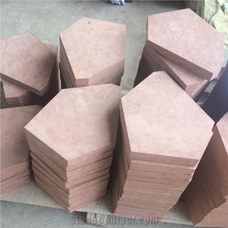 Red Sandstone Irregular Flagstones Tiles Stone