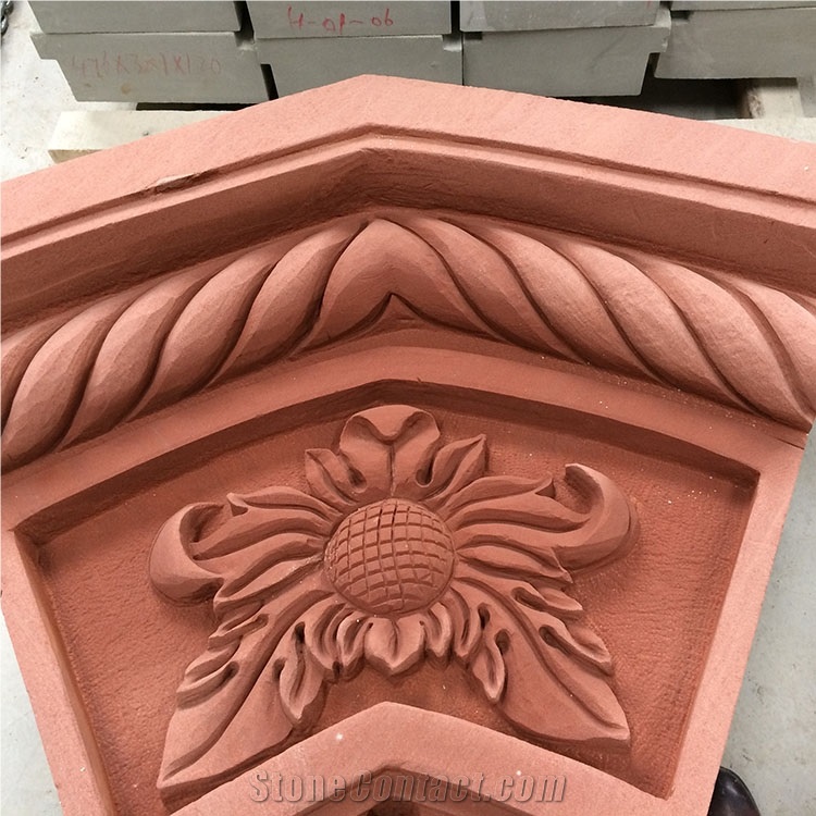 Red Sandstone Sculpture Handcareved Sculpture