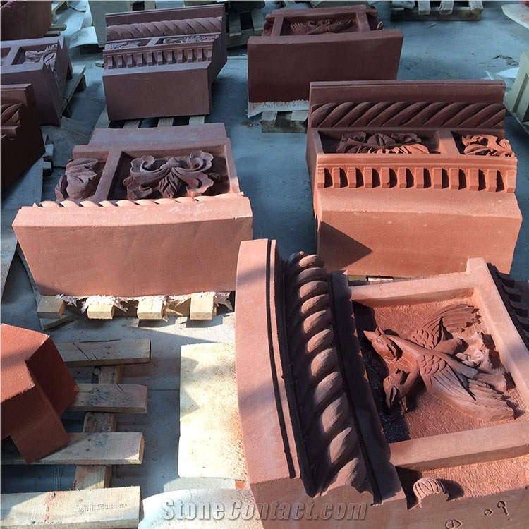 Red Sandstone Sculpture Handcareved Sculpture
