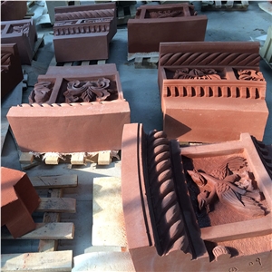 Red Sandstone Sculpture Handcareved Sculpture